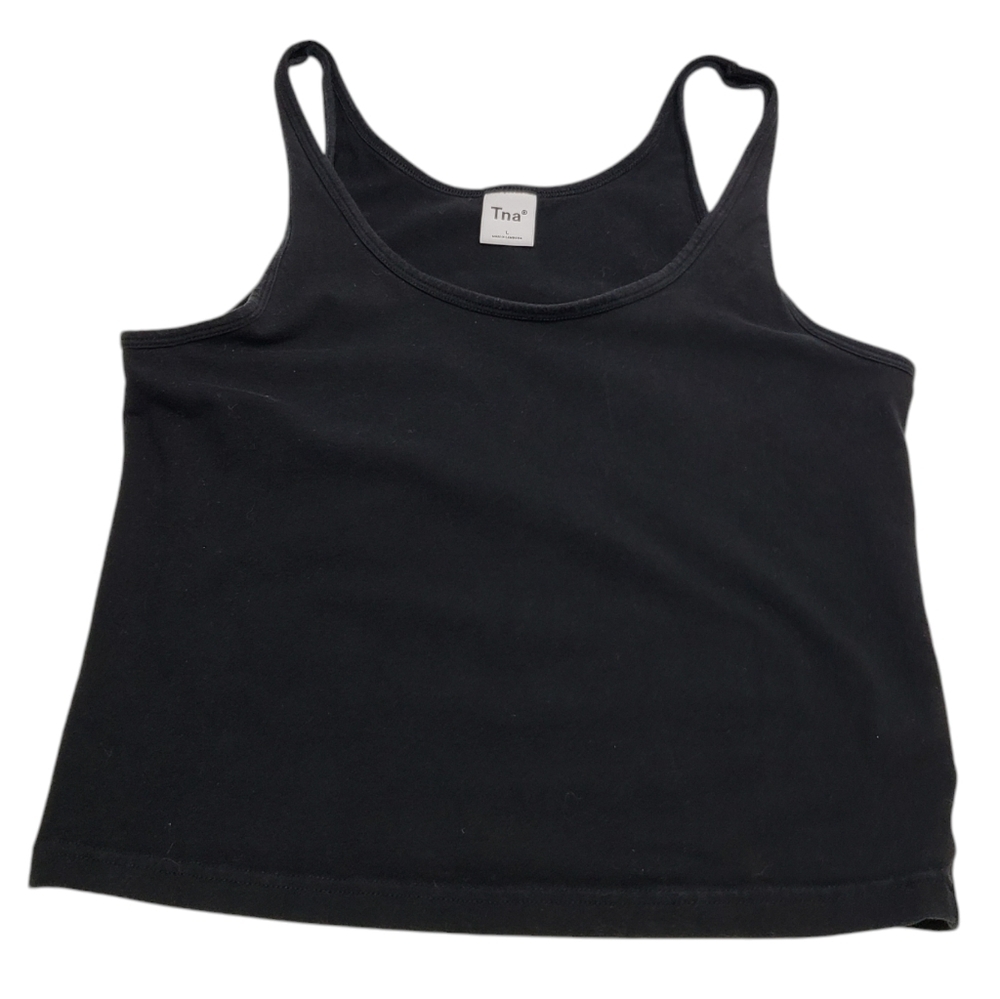 🔷️Tna Aritzia Black Women's Basic Cropped Tank Top Size Large Casual Athleisure